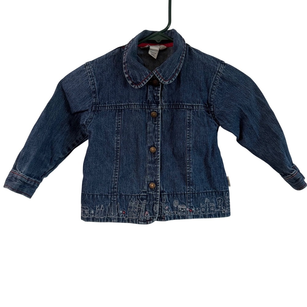 Vintage 90s Oshkosh Bgosh Denim Cottagecore Jean Jacket Snap 4T Girls plaid
